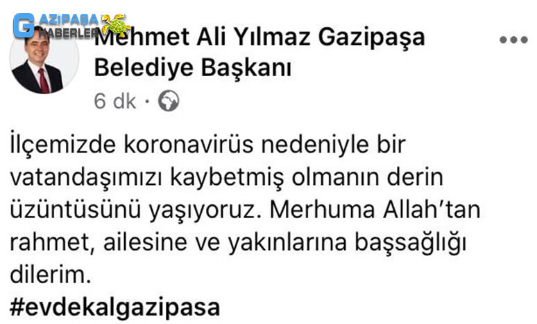 Başkan Yılmazdan Koronavirüs Vakasına Başsağlığı