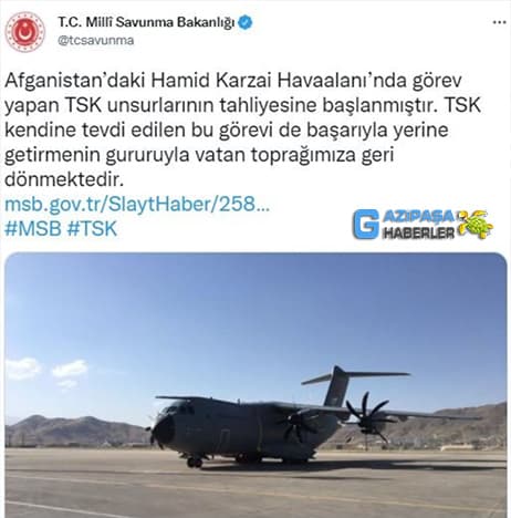 MSB; Türk Askeri Afganistan'dan Geri Dönüyor